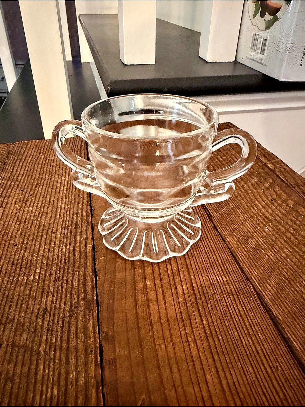 Vintage Indiana Glass “Christmas Candy" pattern crystal footed bowl